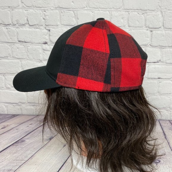 Lumberjack Hat Cap Snapback Red Black Checkered Full Fit Spirits Embroidered - Picture 2 of 11